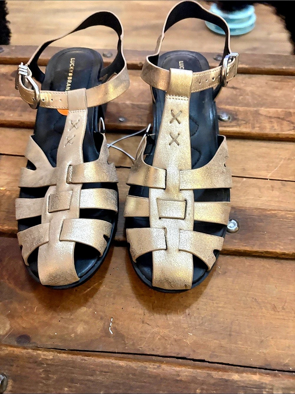 Lucky Brand Calrio Sandal Calrio Gold Strappy Sandals US 11